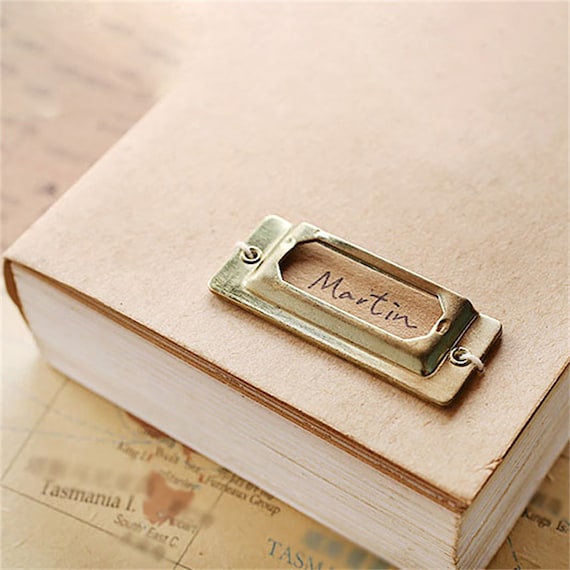Vintage Brass Label Tag – Index Card for Traveler’s Notebook | Brass Accessories for Journals, Scrapbooking, and DIY Crafts