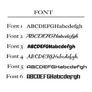 May include: A white background displays the word "FONT" above six font samples. Each sample shows the same letters in different styles, including serif, sans-serif, and script fonts. The text includes both uppercase and lowercase letters.