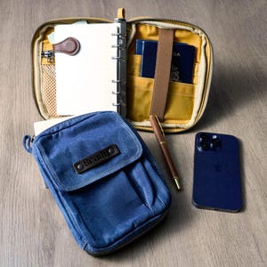 Handmade Canvas Zipper Traveler&#39;s Notebook Pouches, A6 Loose-Leaf Planner&Notebook, Large Capacity Travel Passport Wallet, Back to School