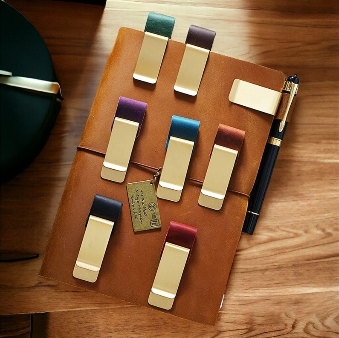 Leather Planner Pen Holder Clip, Traveler's Notebook Clip With Pen