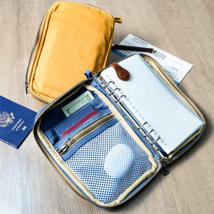 Handmade A5 Slim Loose-Leaf Planner&Notebook, Canvas Zipper Traveler&#39;s Notebook Pouches, Big Capacity Travel Passport Wallet, Back to School