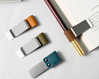 Brass Pen Holder For Notebooks & Planners | Steel Leather Pen Loop Clip | Traveler’s Notebook Accessory | Brass Clip for Journals / Diaries