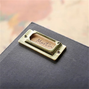 Vintage Brass Label Tag, Traveler’s Notebook Index Clip, Brass Label Holder, Bible, Antique Books, Journals, Scrapbooks & Brass Accessories