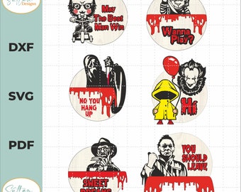 Horror tekens deur teken Svg, Halloween deurhanger svg, Halloween-welkomstbord Svg, houten deurhanger, Halloween-bundel, laserbestand Svg