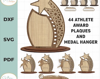 Pack of 44 Different Athlete Design Award Trophy Laser Cut Files, medal hanger, Award Trophy SVG Files | Laser Cut Files