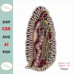 Virgin Mary Bundle multicapa SVG, archivo de corte Virgin Mary Bundle, Virgin Mary multicapa, capa svg3D de Navidad, archivo de corte láser Mandala
