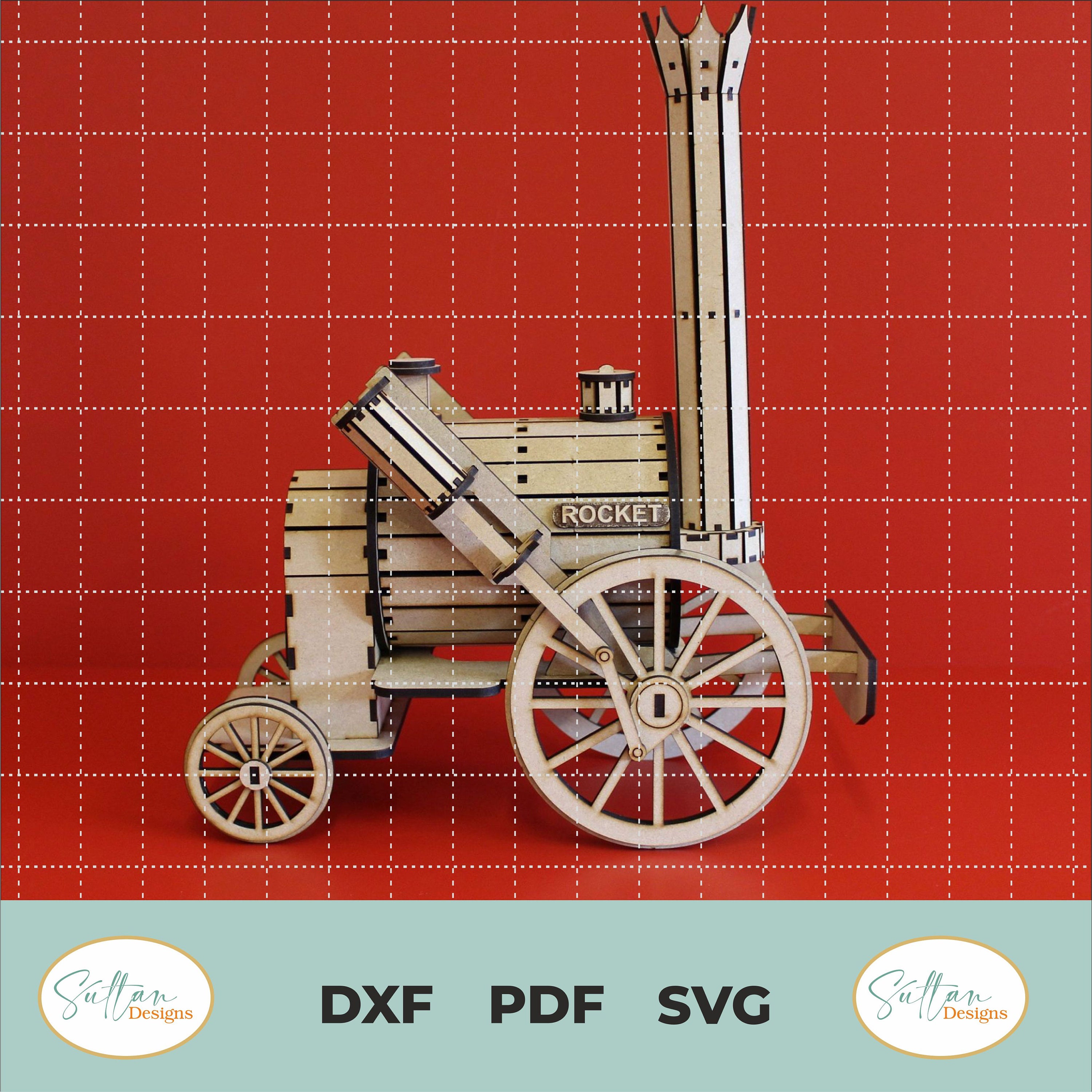 Trolleys Dxf File Wooden Train Locomotive - Wooden Steam Engine Train - Laser Cut ...