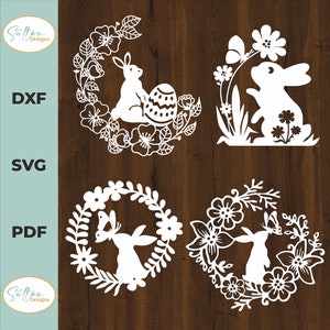 Easter Decoration Laser Cut, easter wall art dxf file , easter bunny svg , easter svg instant download DXF SVG PDF  file