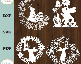 Easter Decoration Laser Cut, easter wall art dxf file , easter bunny svg , easter svg instant download DXF SVG PDF  file