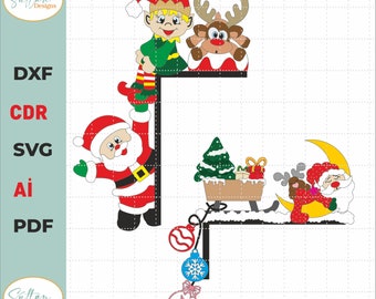 Christmas Door Hanger SVG, Christmas Door Corners Svg,  Christmas Svg, Christmas Laser cut, Glowforge Files, Holiday Door Decor