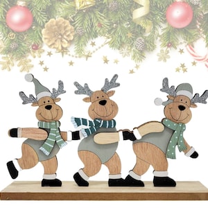Taglio laser decorazione della tavola di Natale con renne di Babbo Natale in formato SVG - Ornamenti natalizi SVG File tagliati al laser,
