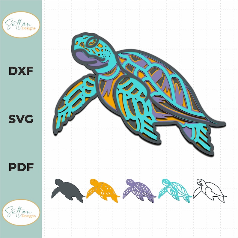 Sea Turtle Multilayer SVG Files, 3D Mandala Svg Files for Laser Cutting ...