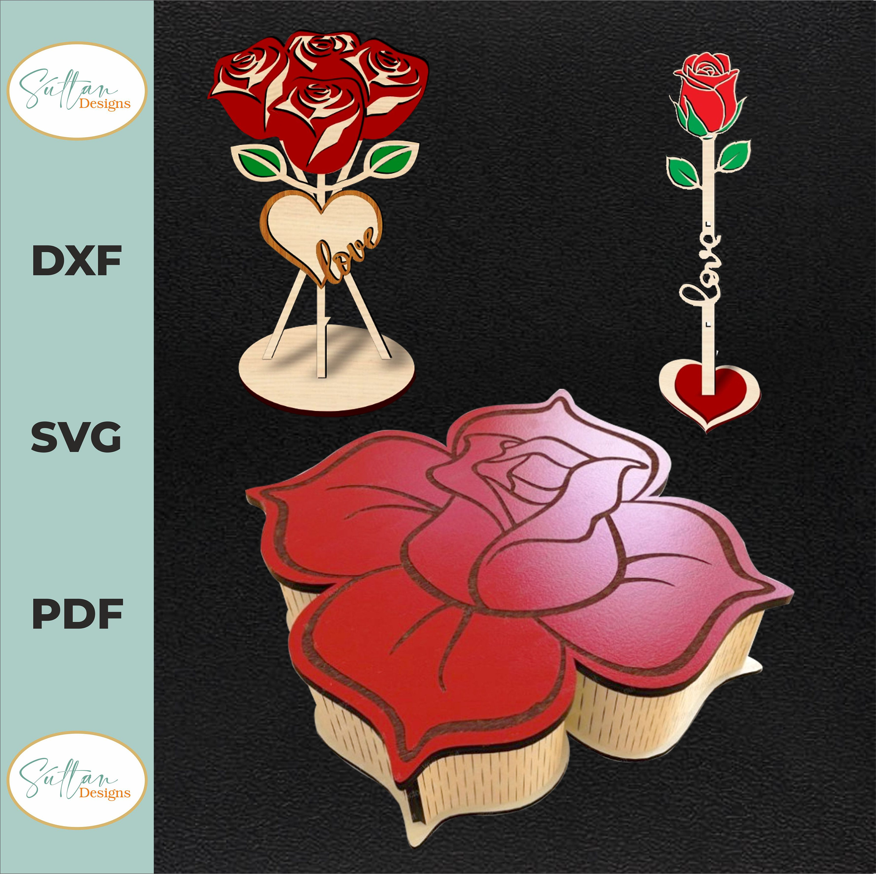 Valentines Day Gift, Rose Laser Cut File SVG Valentine’s Day