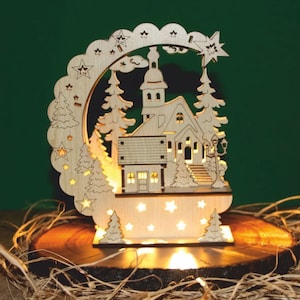 Nachtlicht dekorative Lampe für Weihnachten 3 mm Weihnachten SVG CDR PDF Neujahrsvorlagen, Frohe Weihnachten Laserschnittdatei