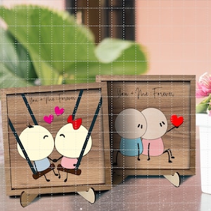 Valentijnsdagcadeau voor haar/hem, gepersonaliseerd houten bord voor stel, gepersonaliseerde unieke verrassing verloving, cadeau voor, bord met namen paar,