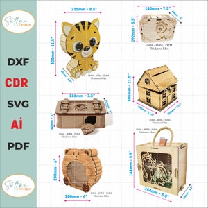 6pcs 3-4-5mm Money Box SVG, Target Piggy Bank, Glowforge Svg, Laser Cut  Svg, cute money box, Piggy Bank Laser Cut, Laser Cut Wood Organizer