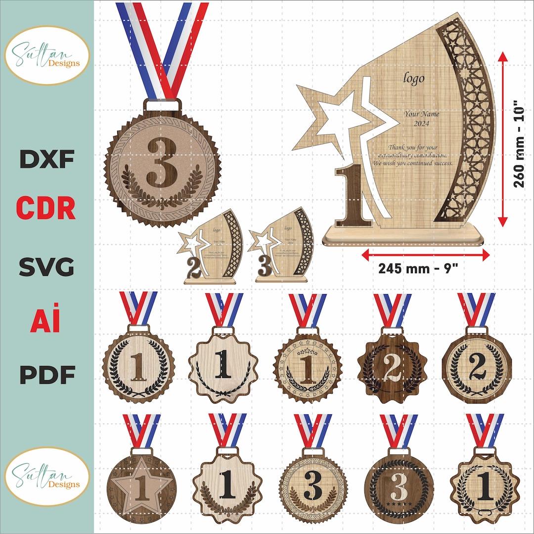 Elegant Trophy Set for 1st, 2nd and 3rd Place Awards,medal Shape ...