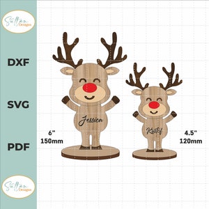 Renna indipendente personalizzata SVG, Decorazione natalizia in famiglia SVG, Nomi di luogo Impostazione Decorazione SVG, Custode di scaffale renna SVG