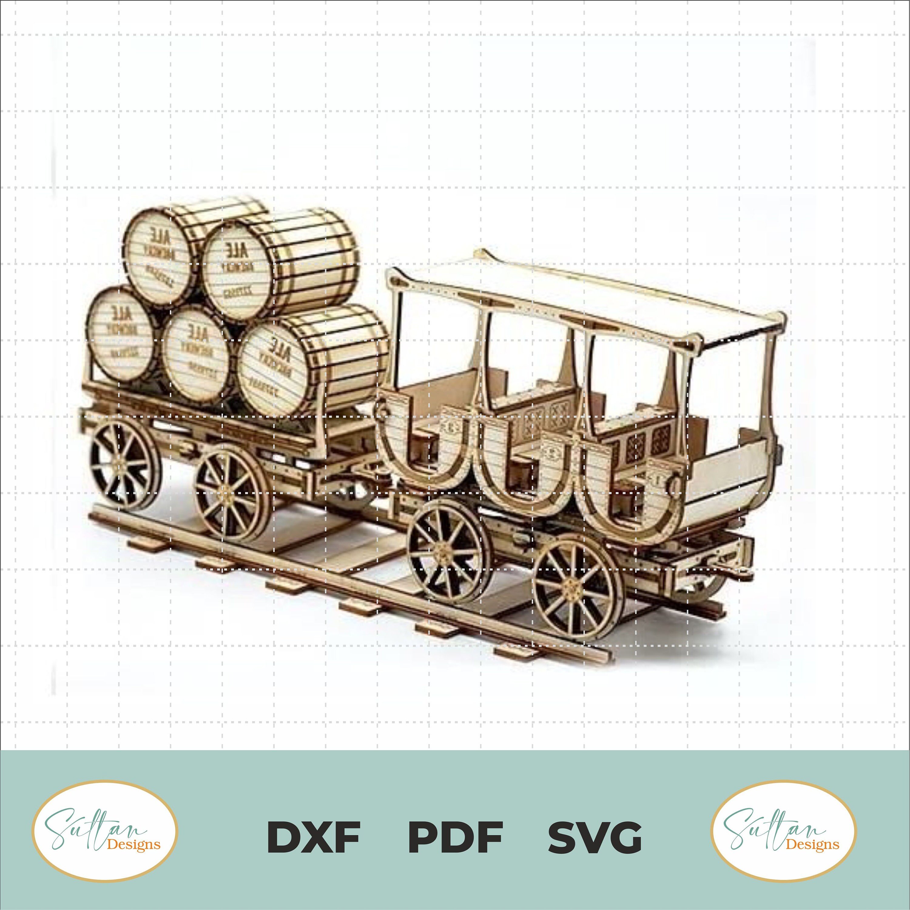 Trolleys Dxf File Wooden Train Locomotive - Wooden Steam Engine Train - Laser Cut ...