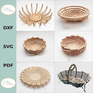 6 Piatto di frutta in compensato Svg Laser Cut Files Glowforge piatto di frutta in legno dxf cdr ai pdf modello cricut Glowforge SVG Piani di compensato
