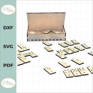 Domino Set Laser Cut File - Travel Dominos Set Game - Board Game Svg Files Digital Download - Glowforge Project Challenge Coin Dxf -Laser