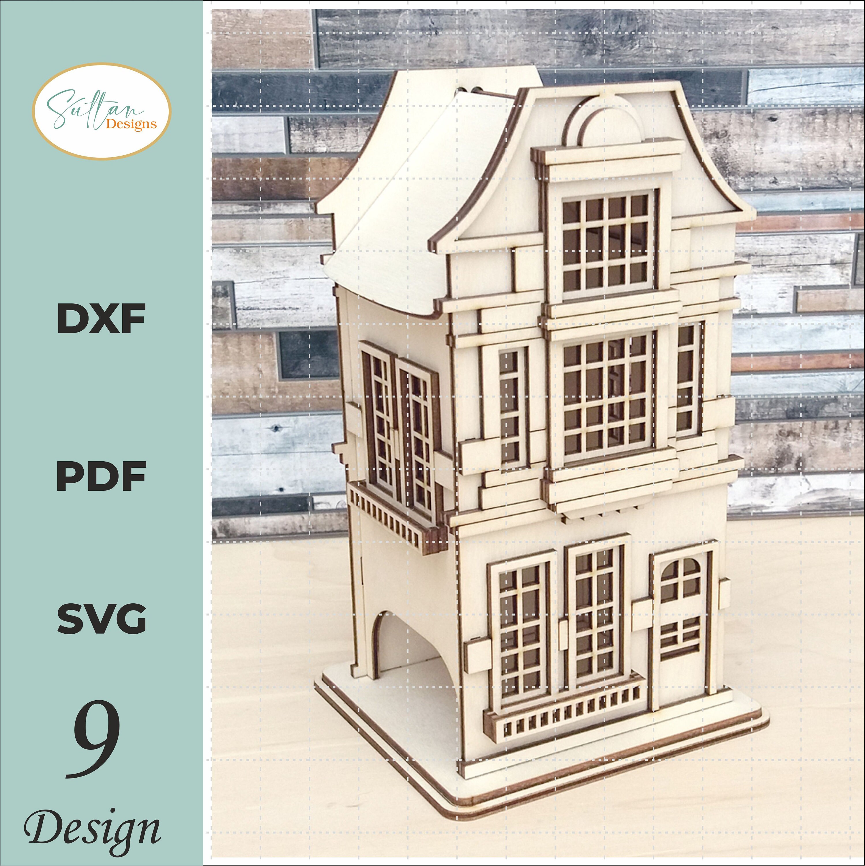 9 archivos de corte láser 3D de casas de Ámsterdam, modelo DXF para ...