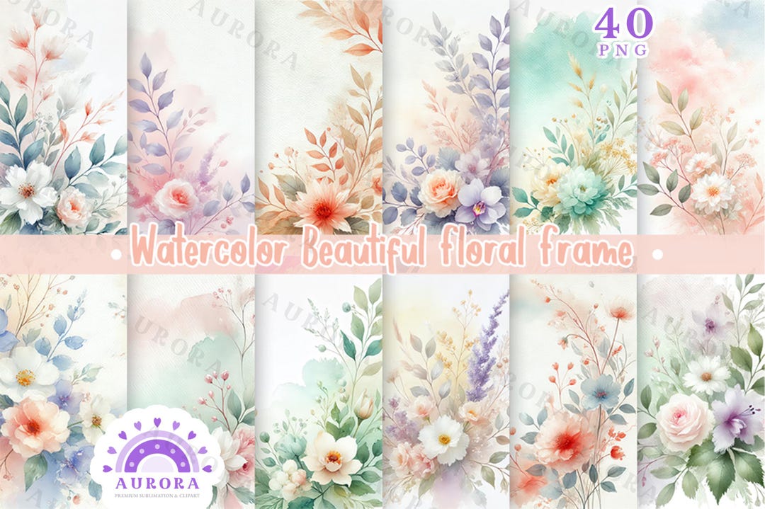 Pastel Watercolor Floral Backgrounds, Elegant Flower Digital Paper ...