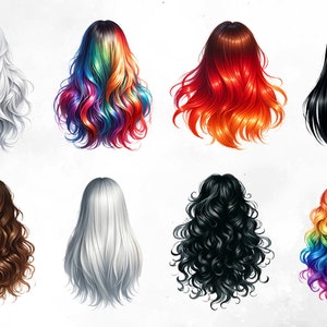Hair Color Graphics Colorful Hair Clipart Bundle: 30 Custom PNG Hairstyles (commercial Use ...