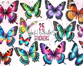 Colorful Butterfly Clipart Bundle, Butterflies Collection, Watercolor, Crafts, Illustration, Instant Download, Commercial Use