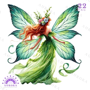 Magische Waldfee Clipart, Waldfee PNG, von der Natur inspirierte Fee für Sublimation, kommerzielle Nutzung, digitaler Download