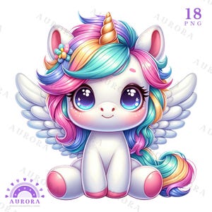 Pastel Cute Unicorn Clipart, Baby Unicorns Sublimation PNG, Magical Unicorn for Kids Crafts & Scrapbooking, Digital Download