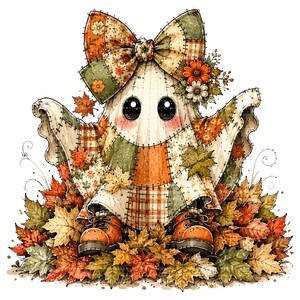 26 Halloween-spöken PNG-paket, lapptäcke akvarell clipart, höstens sublimeringsdesigner, omedelbar digital nedladdning bild 13