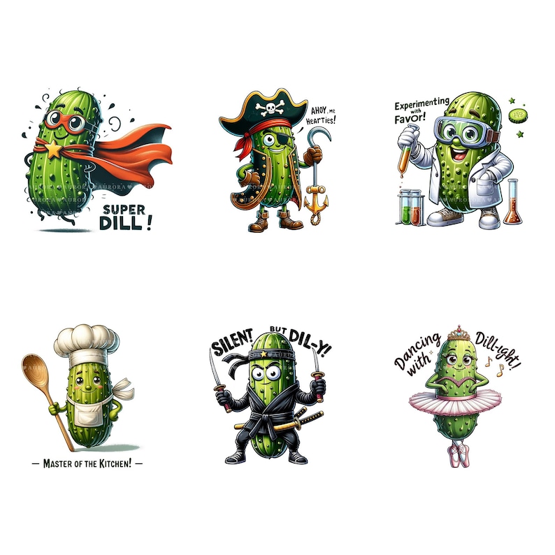 Funny Pickle PNG Bundle, 20 Pickle Sublimation Designs, Cartoon Pickles for Shirts Mugs Tumblers image 4