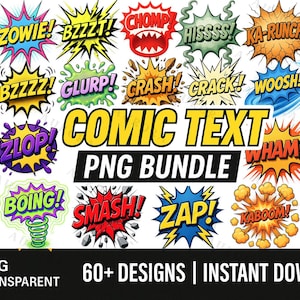 Pop Art Comic Soundeffekte, Sprechblase Bundle, Retro Sublimation, T-Shirts, Aufkleber, Sofort Download