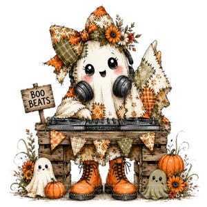 26 Halloween-spöken PNG-paket, lapptäcke akvarell clipart, höstens sublimeringsdesigner, omedelbar digital nedladdning bild 9