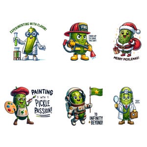 Funny Pickle PNG Bundle, 20 Pickle Sublimation Designs, Cartoon Pickles for Shirts Mugs Tumblers image 6