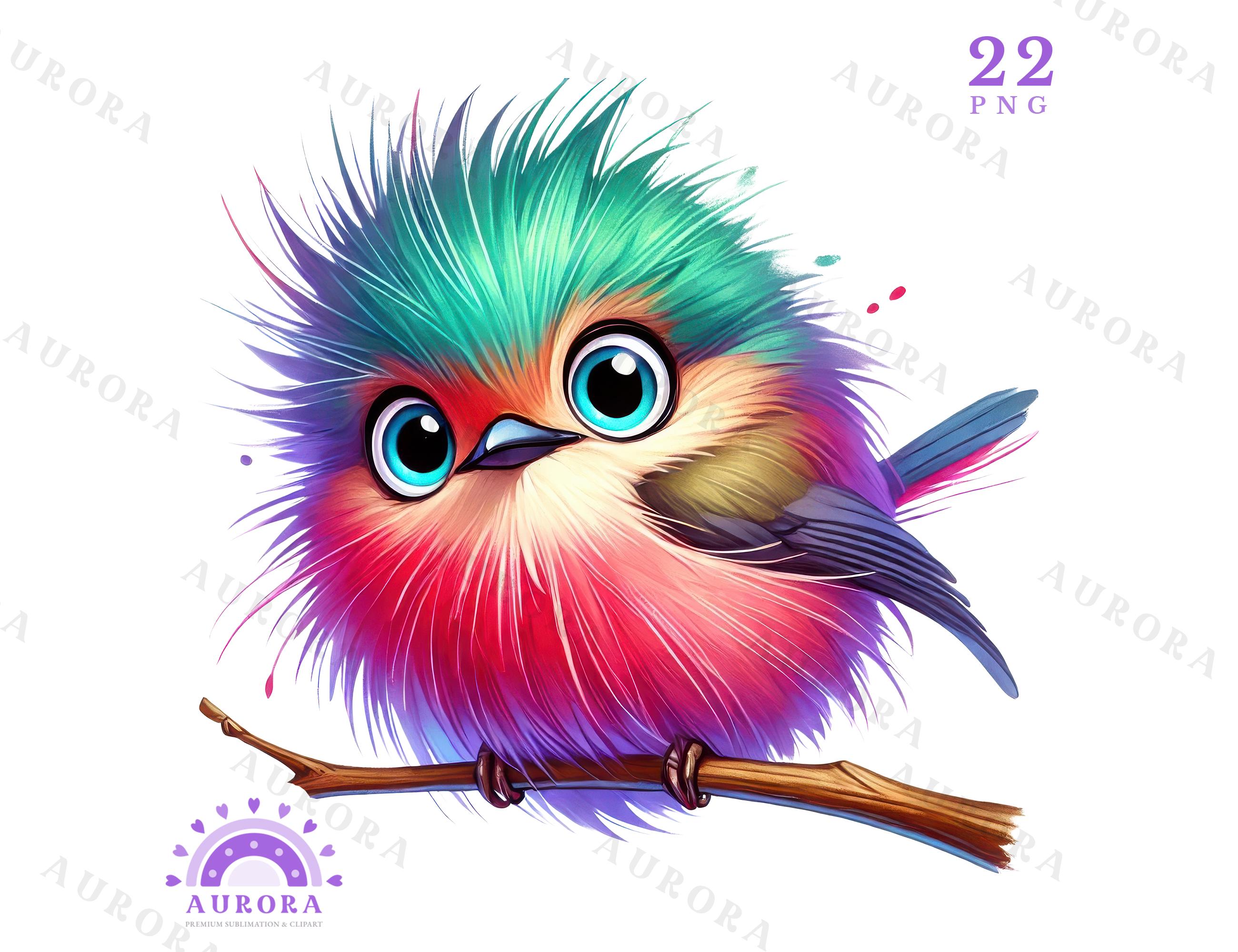 Watercolor Bird Clipart Bundle, Rainbow Baby Bird Sublimation PNG, Kids ...