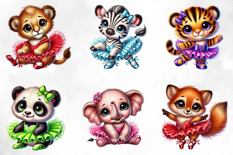 Ballerina Animals Clipart, PNG Bundle (digital Download - Etsy