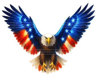 American Flag Eagle PNG Bundle, 4th of July Sublimation, Patriotic Clipart, Freedom, Instant Download