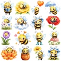 50 Watercolor Whimsical Bee Clipart PNG Bundle, Spring Floral Bumblebee Sublimation Designs, Commercial Use product logo