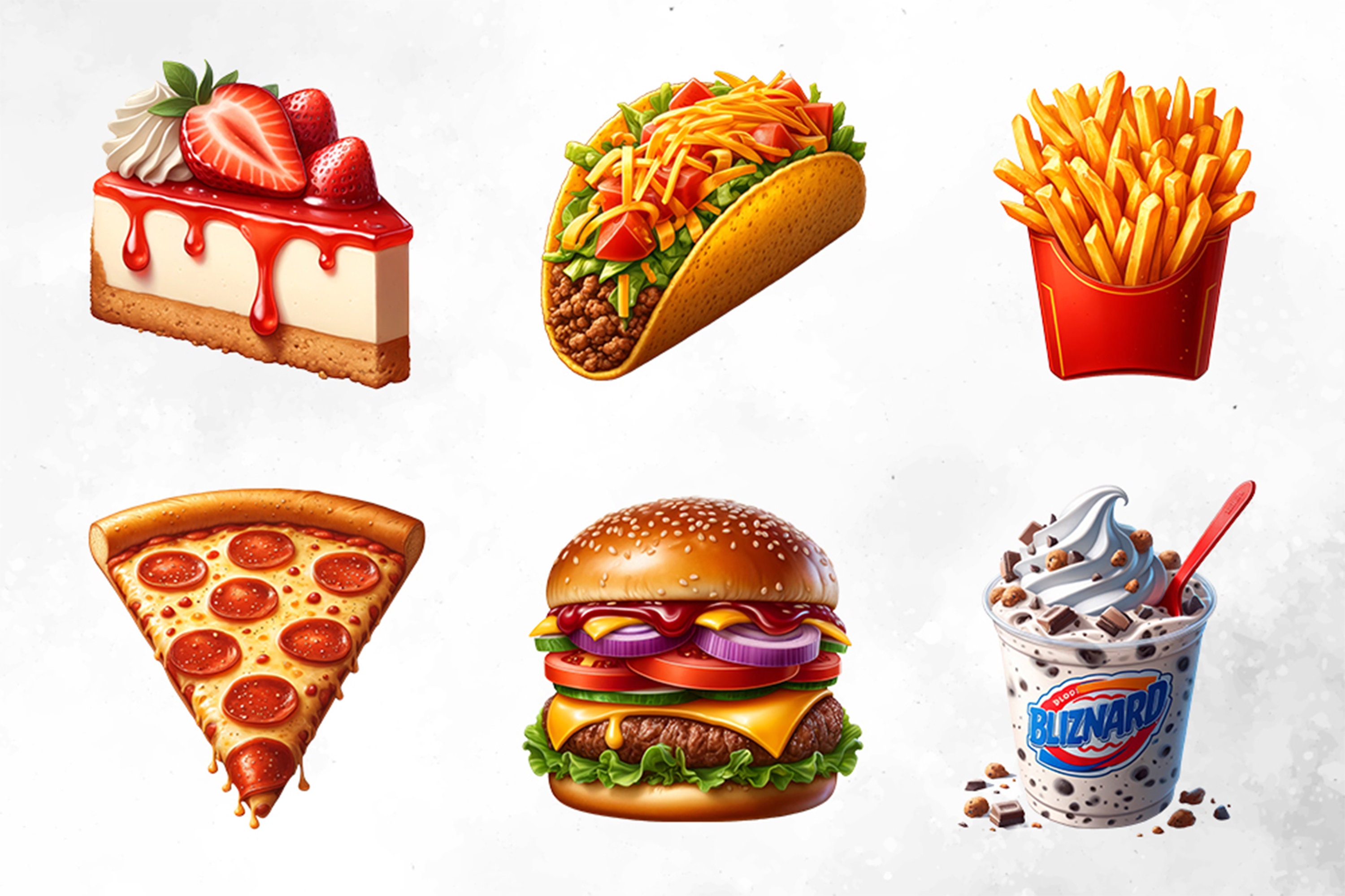 Watercolor Fast Foods Clipart, Quick Serve Meal Graphics, Burger, Pizza ...