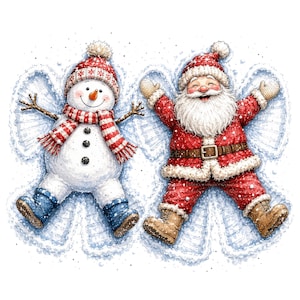 24 Whimsical Santa Snowman PNG, Christmas Watercolor Clipart, Sublimation Bundle for Shirts, Mugs, Tumblers image 11