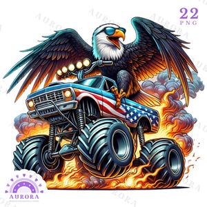 Monster Truck Animal Clipart Bundle, Animals, Extreme Off-road Vehicle Clipart, Sublimation Designs, Commercial Use