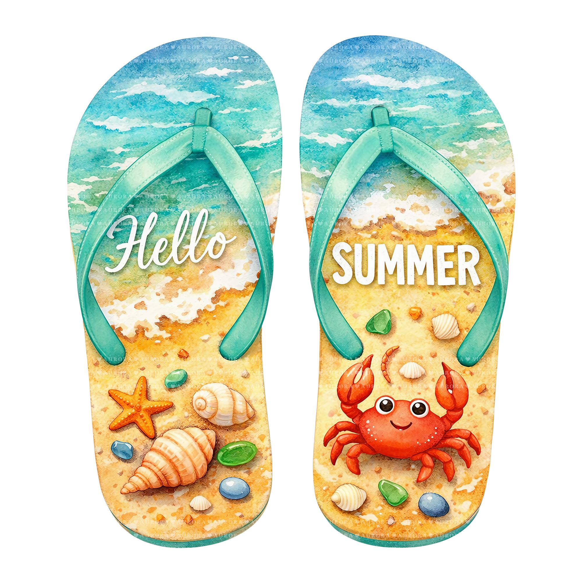 24 Flip Flop Sublimation PNG Bundle, Hello Summer Design, Tumbler ...