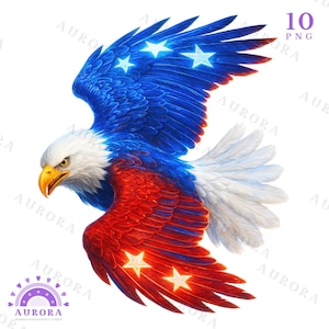 American Flag Eagle PNG Bundle, 4th of July Sublimation, Patriotic Clipart, Freedom, Instant Download