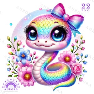 22 Cute Baby Snake Clipart, Arte de berçário, Planejador digital, Diário, Design de aquarela, Download instantâneo, Uso comercial