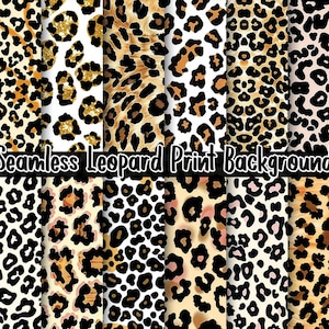 Leopard Print Background, Seamless Animal Print Patterns, Digital Papers, JPG, Commercial Use