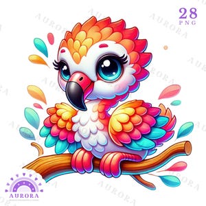 28 Colorful Baby Birds Clipart, Cute Baby Birds Sublimation PNG, Bird Illustrations, Digital Download, Commercial Use
