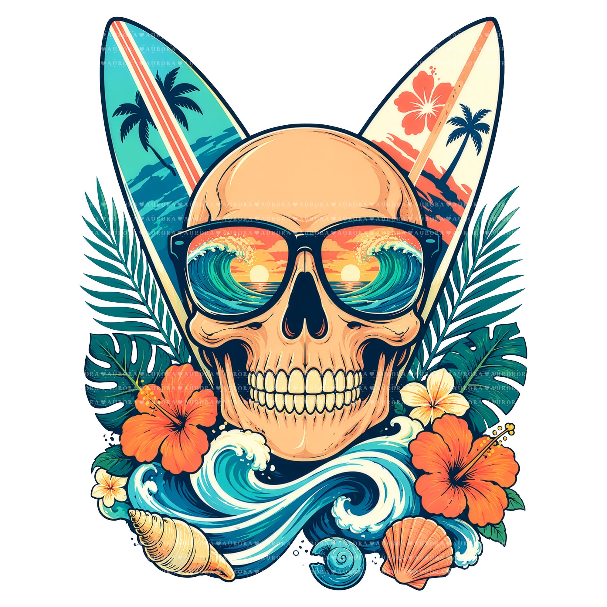 12 Tropical Skull PNG Bundle, Beach Summer Clipart, Sublimation Designs ...
