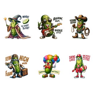 Funny Pickle PNG Bundle, 20 Pickle Sublimation Designs, Cartoon Pickles for Shirts Mugs Tumblers image 2